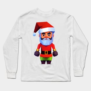 Santa Kickboxing Boxer Fighter Merry Kickmas Long Sleeve T-Shirt